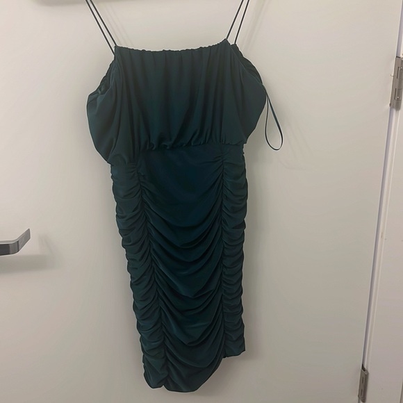 Forest Green Ruched Dress - Picture 12 of 15